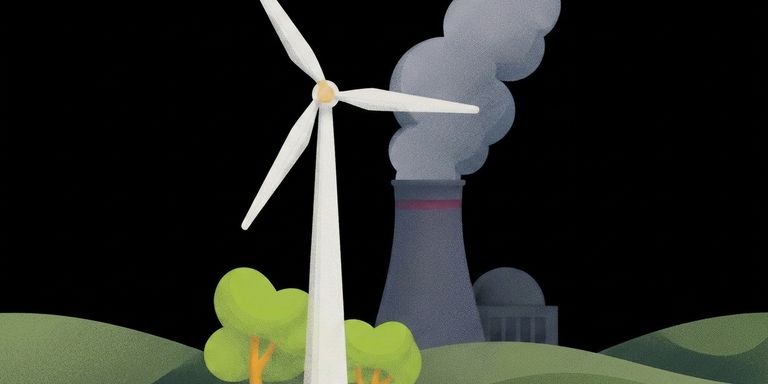 Éolienne et tour de centrale nucléaire
