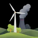 Éolienne et tour de centrale nucléaire