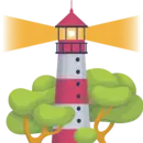 Illustration eines von Bäumen umrankten Leuchtturmes, der sein Licht aussendet. Das Bild symbolisiert die nachhaltige und weitsichtige Anlagestrategie von Abendrot.