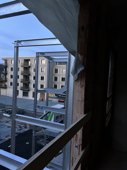 Sicht auf die neuen Wohngebäude im Rohbau auf dem Perron Vert, Egnach